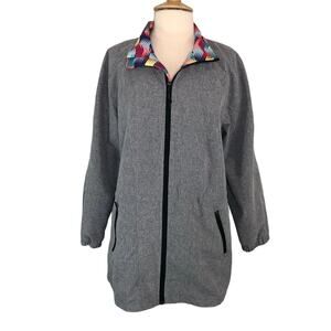 Fullbeauty Sport Windbreaker Jacket Full Front Zipper High Low Size 14/16 Gray